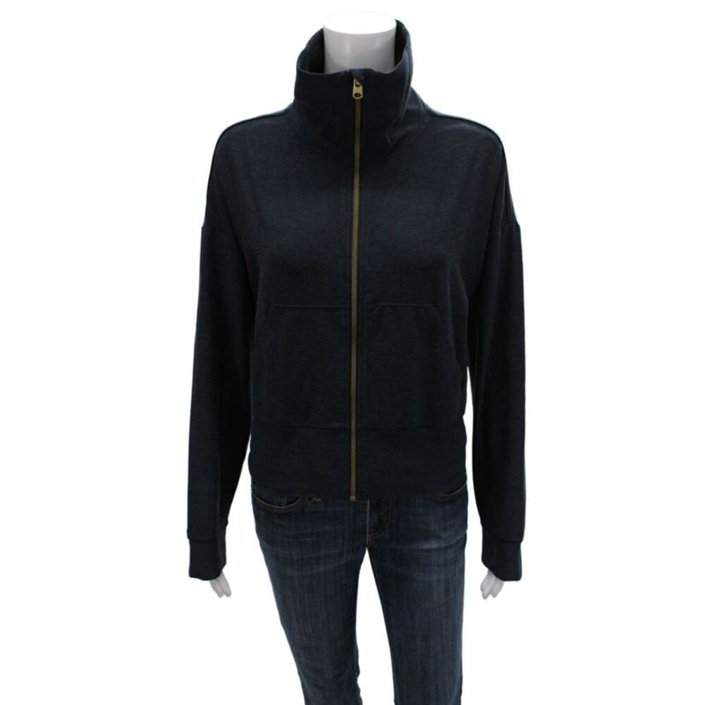 Rhone Womens Blue Windbreaker Zip Mock Neck Long Sleeve Size M